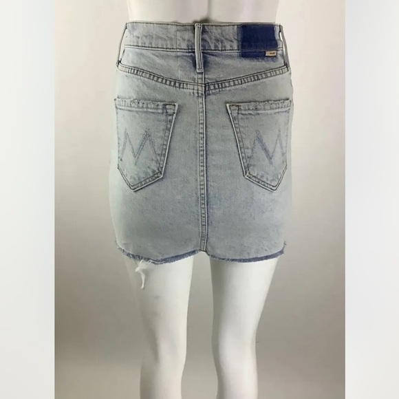 MOTHER Sz 24 The Sacred Slit Mini Denim Skirt In Acid Wash Cotton Spandex - Picture 6 of 12